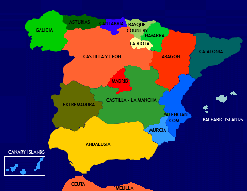 map of spain regions