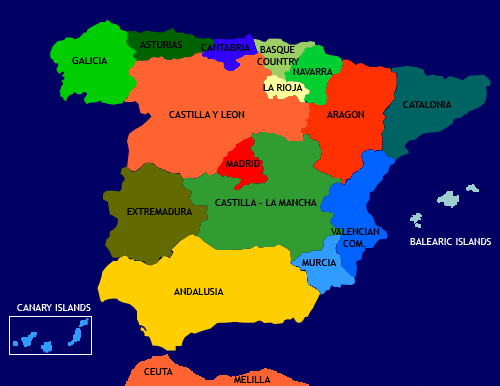 spain regions map