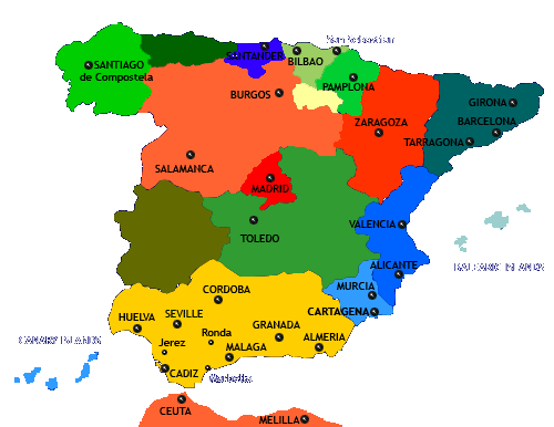 spain map cities