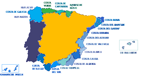 karte spanische küste Die Kusten Und Strande Von Spanien karte spanische küste
