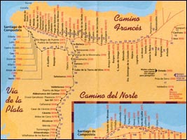 Routes or ways to Santiago de Compostela